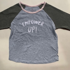 Remera manga larga gris "Empower Up!" con mangas verdes Rapsodia - 8A - comprar online