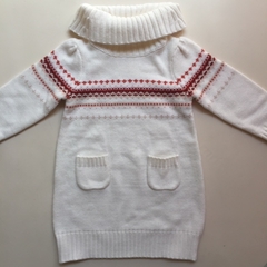 Sweater de lana cuello alto blanco con bolsillos y guarda roja Janie and Jack - 2A - comprar online
