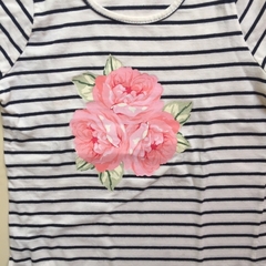 Remera manga larga de algodón rayada blanca y azul "Rosas" Pioppa - 4A en internet