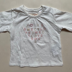 Remera manga larga de algodón blanco "Love Sweet Love" Zara *NUEVO* - 3-6M - comprar online