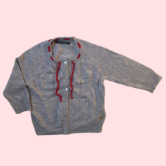 Saco de lana finito gris con ochos y cordón en el cuello Little Akiabara - 9M