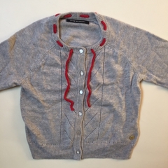 Saco de lana finito gris con ochos y cordón en el cuello Little Akiabara - 9M - comprar online