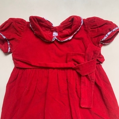 Vestido manga corta de corderoy rojo con detalles floreados y cinturón Inés Meyer - 12-18M - comprar online