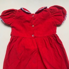 Vestido manga corta de corderoy rojo con detalles floreados y cinturón Inés Meyer - 12-18M en internet