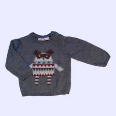 Sweater de hilo de algodón gris con "Osito" Zara - 9-12M