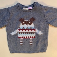 Sweater de hilo de algodón gris con "Osito" Zara - 9-12M - comprar online