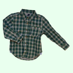 Camisa manga larga cuadrillé verde con interior de algodón gris Gap - 4A
