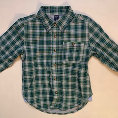 Camisa manga larga cuadrillé verde con interior de algodón gris Gap - 4A - comprar online