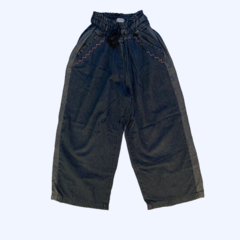Pantalón de jean finito ancho con cintura elástica y detalles bordados Rapsodia - 12A