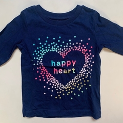 Remera manga larga de algodón azul "Happy Heart" Carter's - 2A en internet