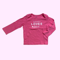 Remera manga larga de algodón rosa "Daddy Loves Me" Carter's - 24M