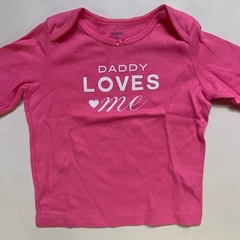 Remera manga larga de algodón rosa "Daddy Loves Me" Carter's - 24M - comprar online
