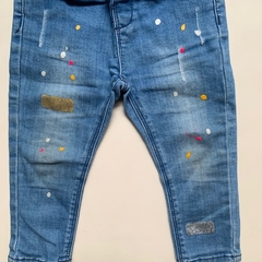 Pantalón de jean con cintura ajustable y detalles de "Pintura" Zara - 12-18M en internet