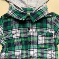Camisa manga larga cuadrillé con capucha de algodón Little Me - 24M en internet