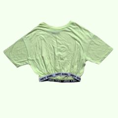 Remera manga corta de algodón verde fluo con elástico Como Quieres - 13A