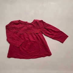 Remera de algodon manga larga con brodery roja Zara - 3-4A - comprar online