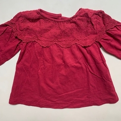 Remera de algodon manga larga con brodery roja Zara - 3-4A - Comunidad Vestireta
