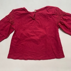 Remera de algodon manga larga con brodery roja Zara - 3-4A - tienda online
