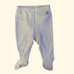 Pantalon de algodon blanco con piecitos y cintura elástica Obaibi - 3M