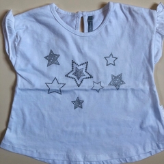Remera manga corta de algodón blanca "Estrellas" Mimo - 9-12M - comprar online