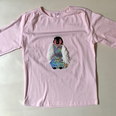 Remera manga larga de algodón rosa con "Pingüino" C - 10A - comprar online