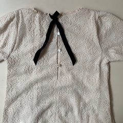 Vestido manga larga blanco con tela de encaje floreado Pioppa - 10A - Comunidad Vestireta