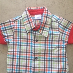 Camisa manga corta cuadrille naranja y verde Free - 3-6M - comprar online