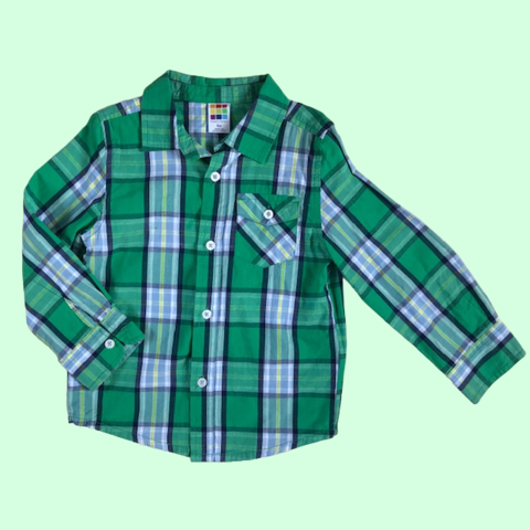 Camisa manga larga cuadrille verde y celeste Healthtex - 4A