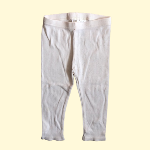 Pantalón de algodón blanco con cintura elastica H&M - 12-18M