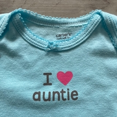 Body manga larga de algodón celeste "I love auntie" Carter's - 6M en internet