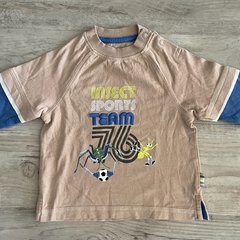 Remera manga larga de algodón beige y azul "Insect sports team 76" Mothercare - 6-9M - comprar online