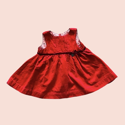 Vestido sin mangas de corderoy rojo con moño Akiabara - 3M