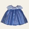 Vestido manga corta de algodón rayado azul y blanco con tul Gap - 3-6M