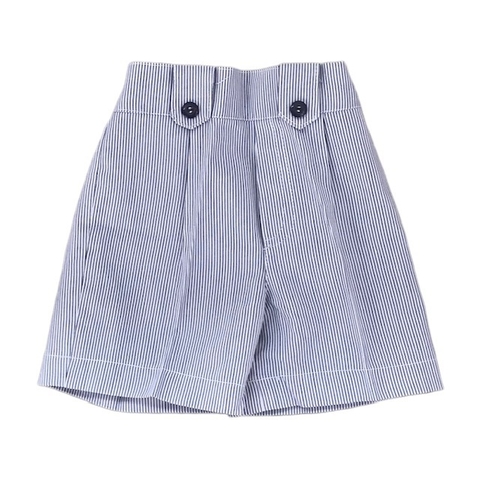 Short de gabardina rayado azul y blanco - 6M