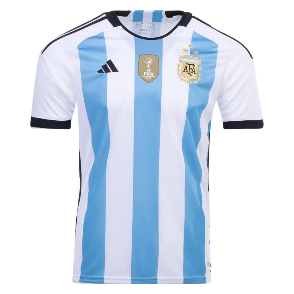 Camisa Seleção da Argentina Três Estrelas - Campeã 2022 Torcedor Adidas  Masculina - Azul e Branca
