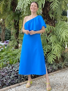 Vestido Midi Ombro Só - Azul - loja online