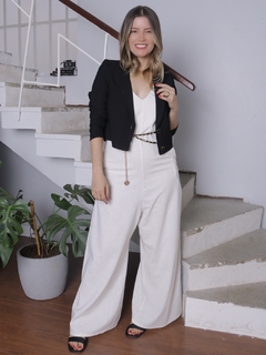 Macacão Linho Pantalona - Off White - comprar online