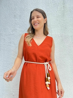 Vestido Fenda Frontal Liocel - Terracota na internet