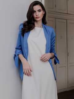 Blazer Amarração Manga Ombreira - Azul - comprar online