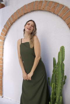Vestido Longo Abertura Lateral - Verde Militar na internet
