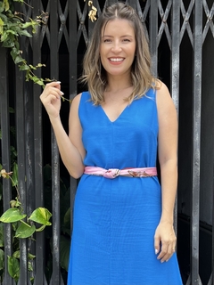 Vestido Fenda Frontal Liocel - Azul - loja online