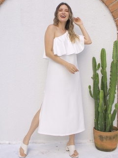 Vestido Midi Ombro Só - Off White - comprar online