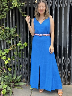 Vestido Fenda Frontal Liocel - Azul na internet