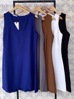 Vestido cavado liocel curto - Azul Marinho - comprar online