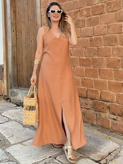 Vestido Fenda Frontal Liocel - Capuccino - comprar online
