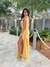 Vestido longo laço ombro em Paetê Amarelo - comprar online