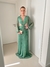 Vestido Elisa lurex com recortes na cintura manga longa Oliva - comprar online