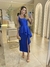 Vestido midi Peplum com fenda em zibeline Azul Bic - comprar online