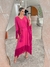 Vestido acetinado amplo franjas Pink - comprar online