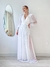 Vestido Helena tule lurex com manga longa e cinto Branco - comprar online
